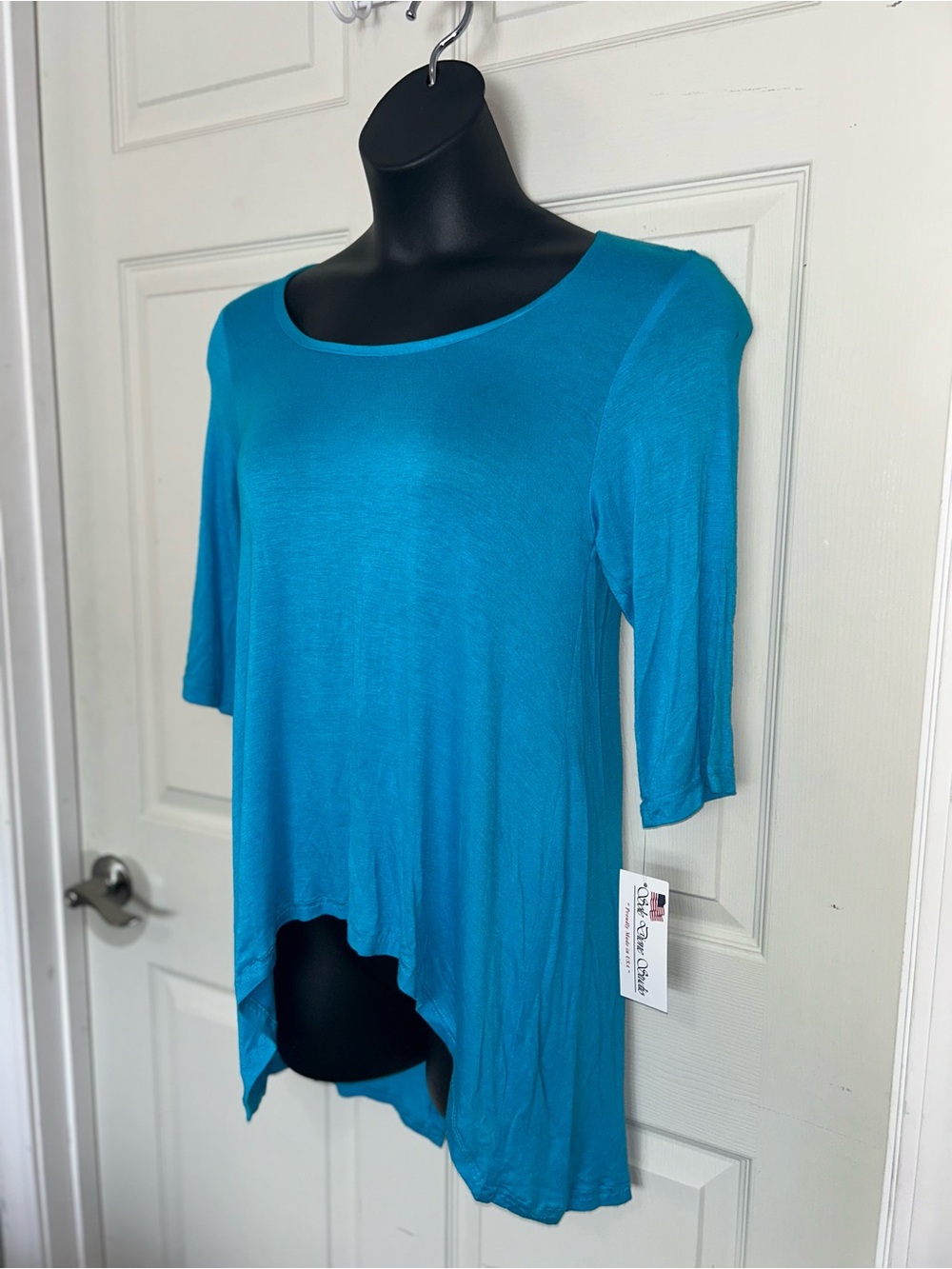 Women’s Aqua Blue High-Low Scoop Neck Tunic